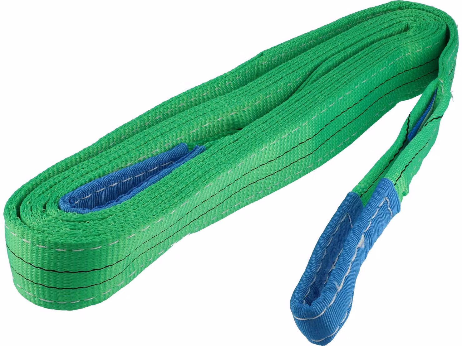 Cinghia Di Sollevamento, Tessuto, Portata 2 Tonnellate, Lunghezza 5 Metri, Larghezza 60 Mm, A Doppio Strato, Con Anelletti