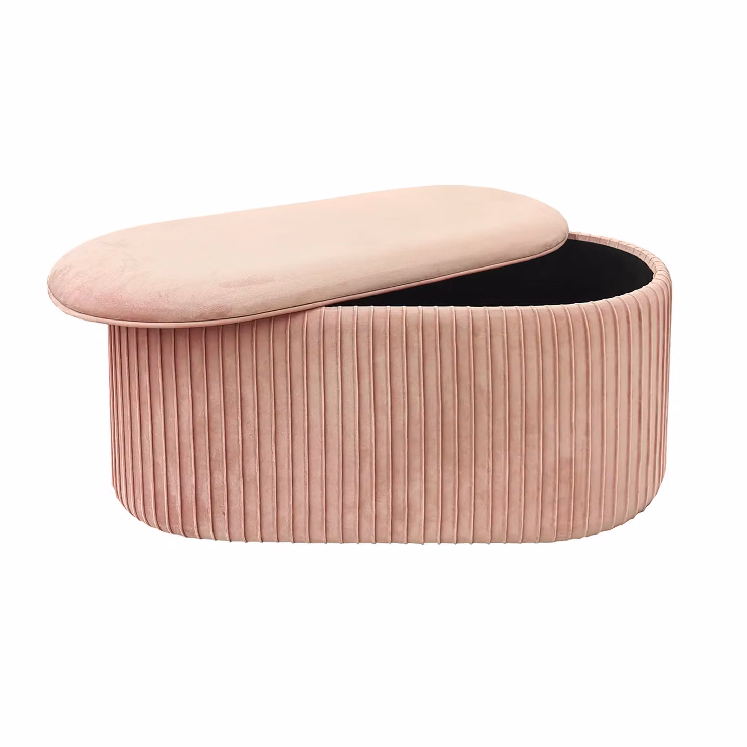 Vestiamo Casa - Pouf Contenitore in Velluto Rosa, H 40 x L 80 x P 40 cm