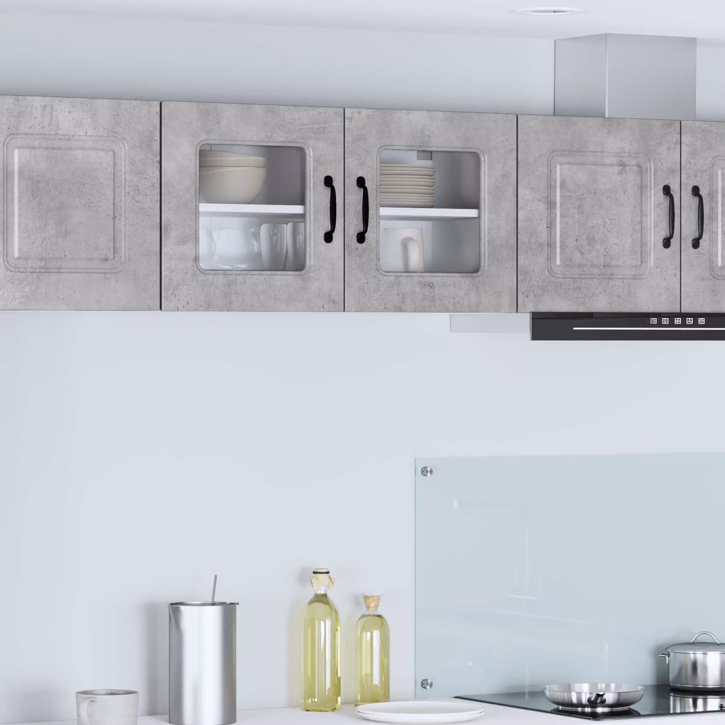 vidaXL Mobiletto da cucina Kalmar con ante in vetro, Grigio, L 80 x P 31 x H 40 cm