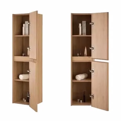 Colonna bagno sospesa Dafne noce gold con ripiani interni e ante soft close, L: 120 cm – 2