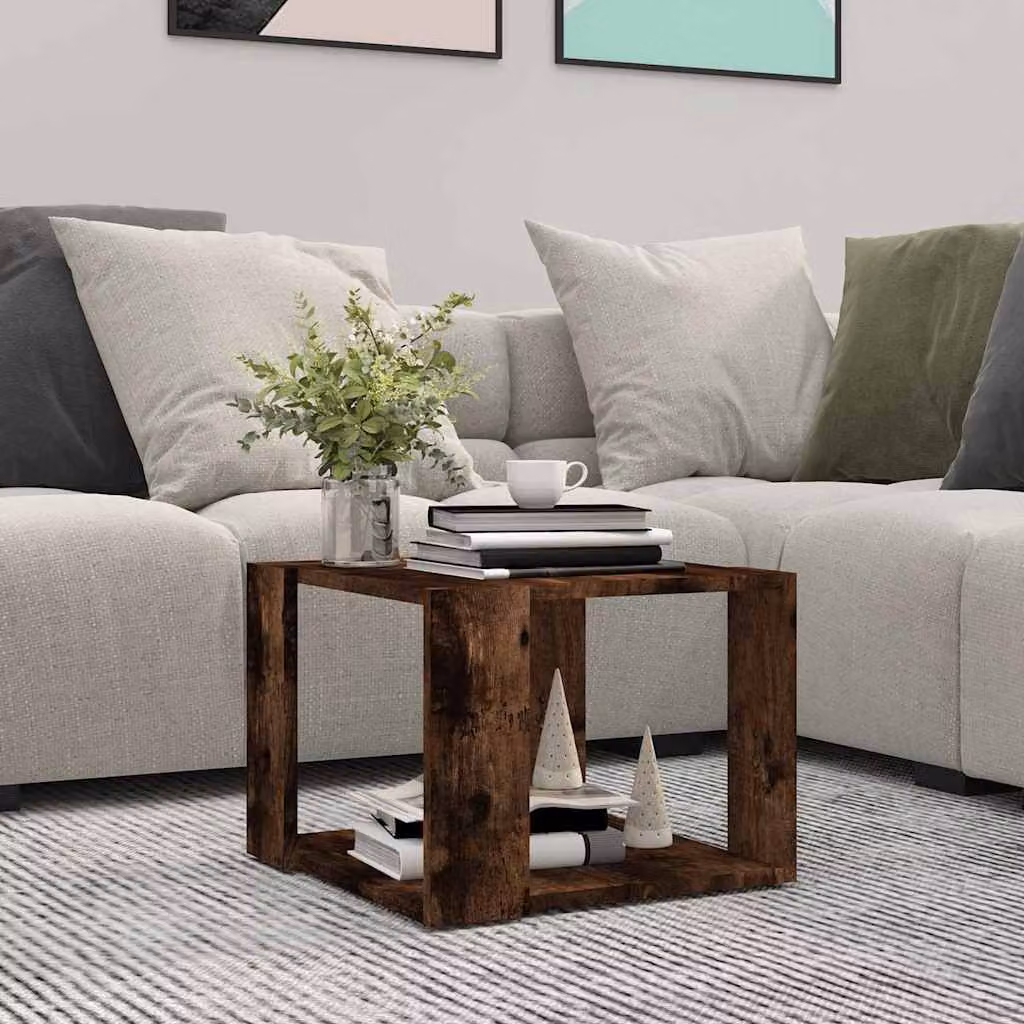 vidaXL Tavolino da Salotto Quadrato in Legno MDF Colore Rovere Marrone L/P/H: 40 x 40 x 43 cm