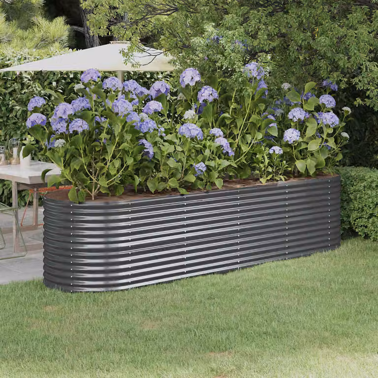 Letto da giardino rialzato vidaXL in acciaio zincato colore antracite L: 296 cm, P: 80 cm, H: 68 cm