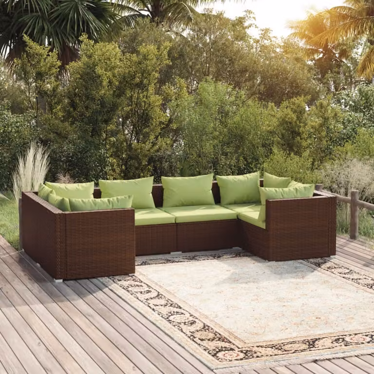Maison Exclusive - Set da giardino 6 pezzi con cuscini in polyrattan marrone
