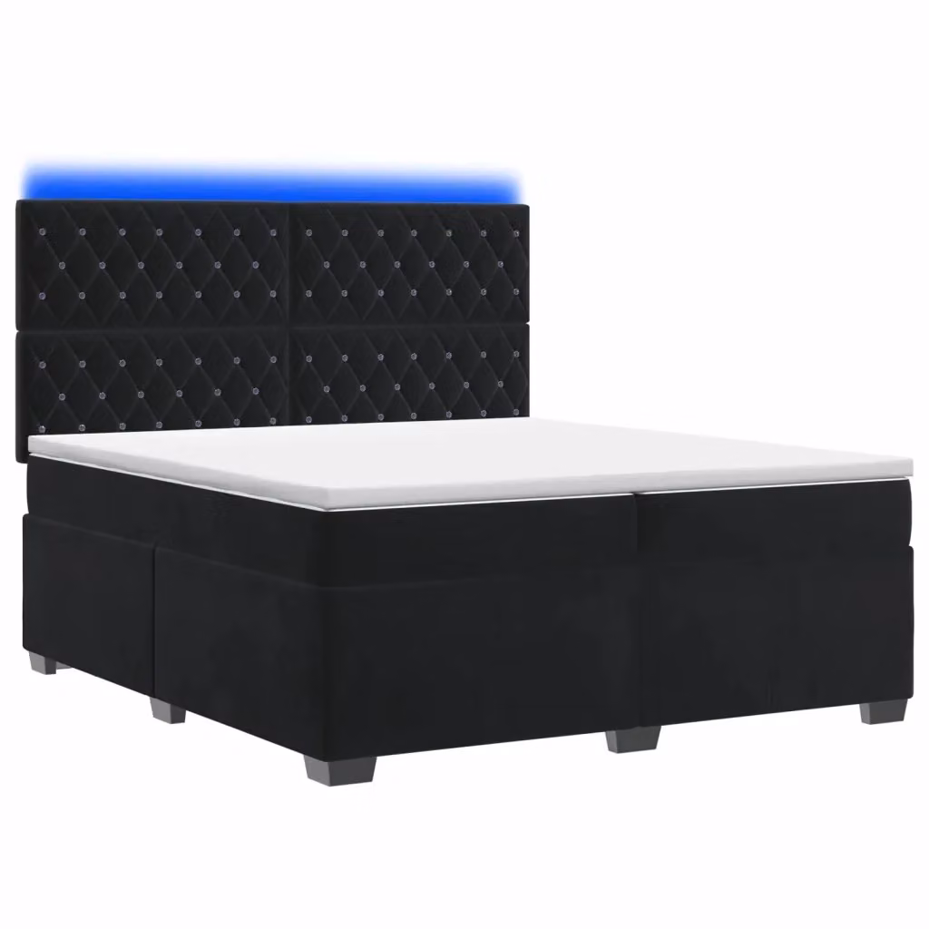 Letto box spring ibrido vidaXL in velluto nero con materasso a molle insacchettate e base contenitore, L/P: 200 x 200 cm – 2