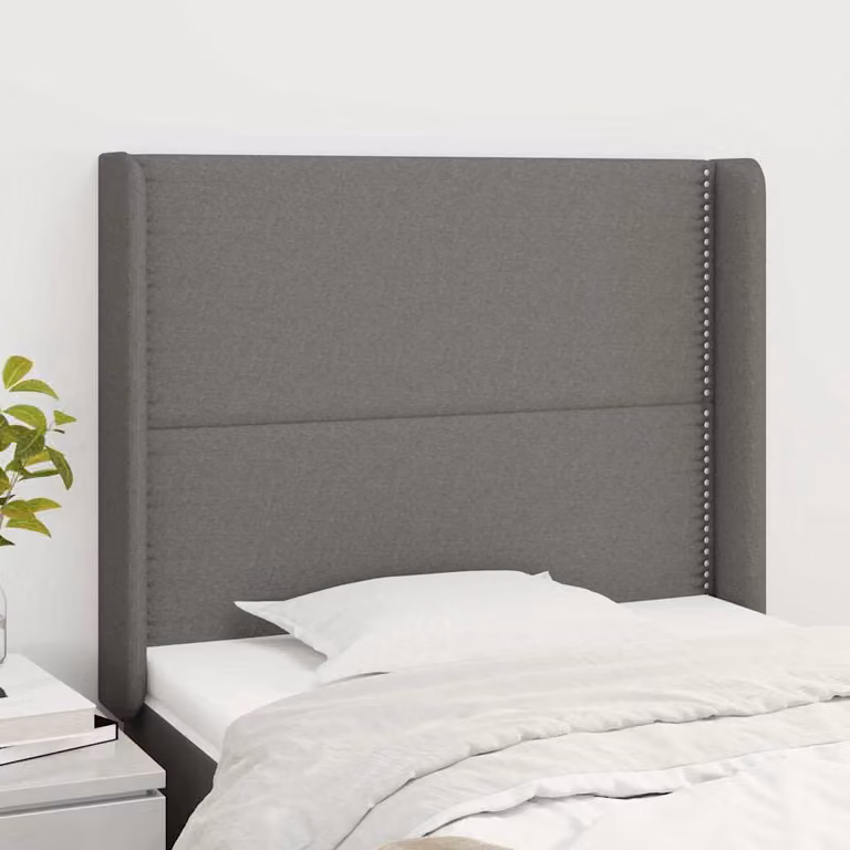 Testiera ad orecchio vidaXL in tessuto grigio con struttura in legno L: 103 cm, P: 16 cm, H: 118-128 cm