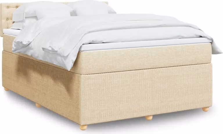 Maison Exclusive - Letto boxspring con materasso Crema 140x200 cm Tessuto