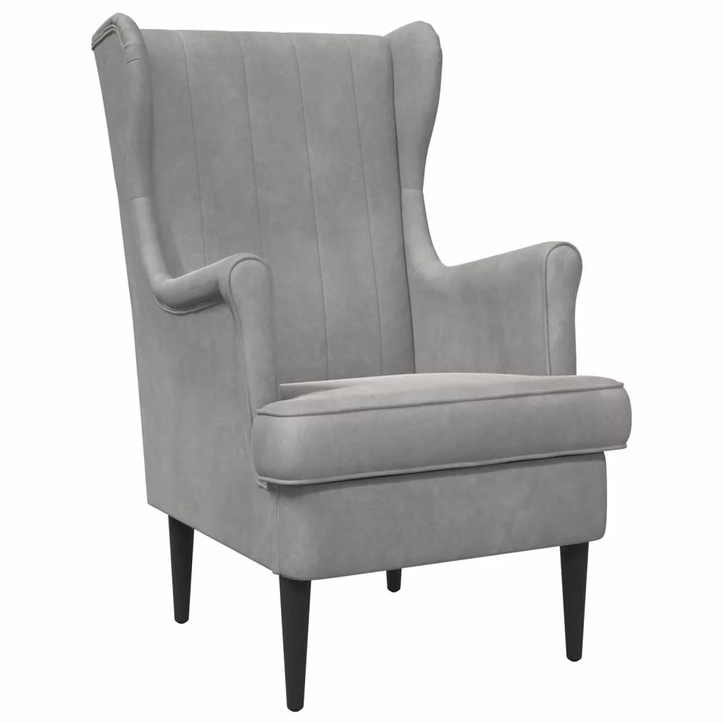 Poltrona moderna in velluto grigio con braccioli e struttura in legno e metallo 207295 – 2