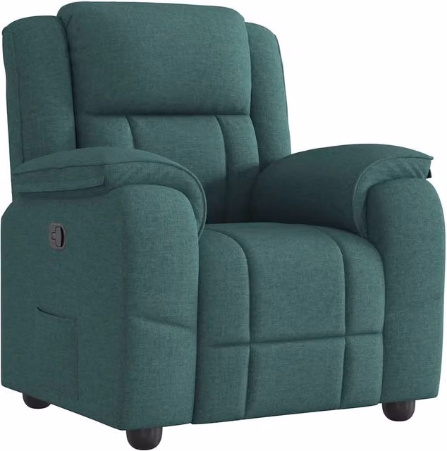 Poltrona | Sedia Relax Reclinabile in Tessuto Verde Scuro