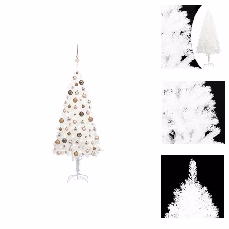 vidaXL Albero di Natale artificiale con luci e decorazioni bianco 150 cm - Alberi di Natale