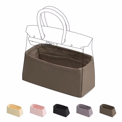 DGAZ Organizer Borsa in Satin per Birkin 40, Inserto Borsa, Etoupe