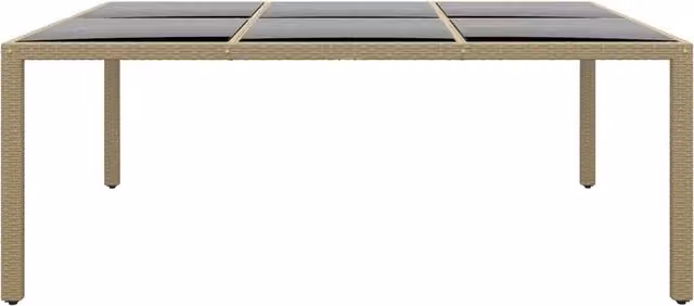 Tavolo Giardino | Tavolino da esterno 200x150x75 cm Vetro Temperato Polyrattan Beige
