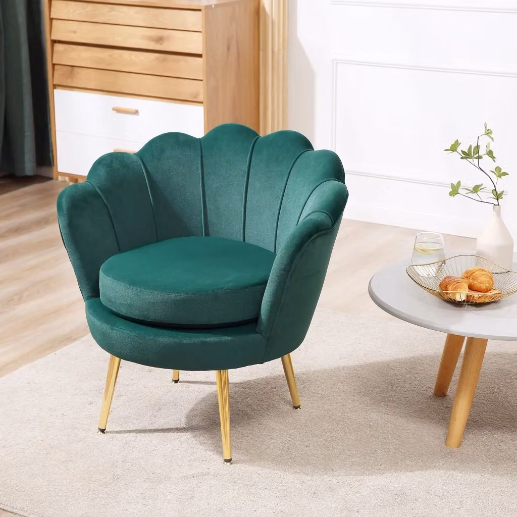 Poltrona Imbottita in Velluto Verde con Braccioli GIORDANOSHOP L/P/H: 76 x 67 x 74 cm – 2