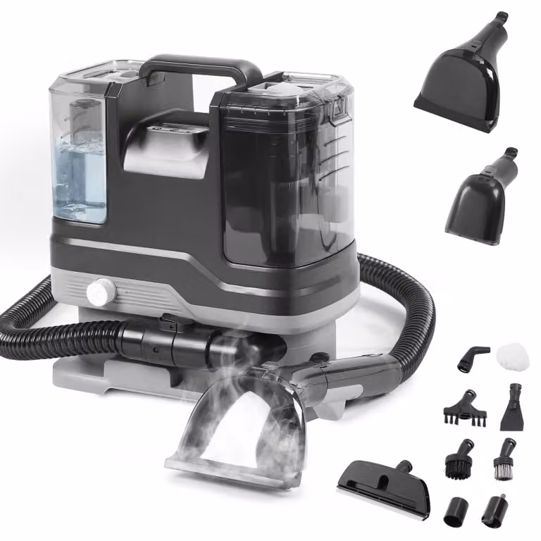Pulitore a vapore senza fili per imbottiture, con vapore ad alta pressione a 120°C e acqua calda, dotato di una potenza di aspirazione di 17000 Pa e dotato di 3 serbatoi, ideale per tappeti, divani, scale e automobili