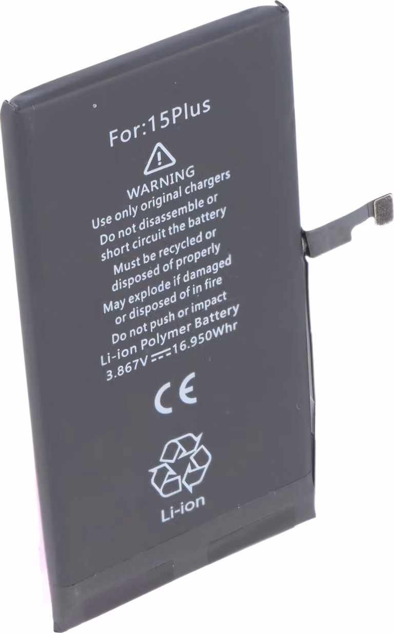 Batteria compatibile con Apple iPhone 15 Plus, Li-Polimero, 3,86 V, 4383 mAh, 16,95 Wh, senza attrezzi