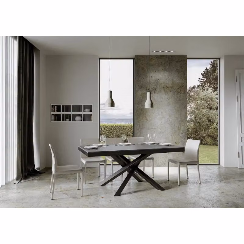 Tavolo allungabile Itamoby Volantis Evolution con telaio Antracite e piano Cemento, L: 90 cm, P: 180/284 cm – 2