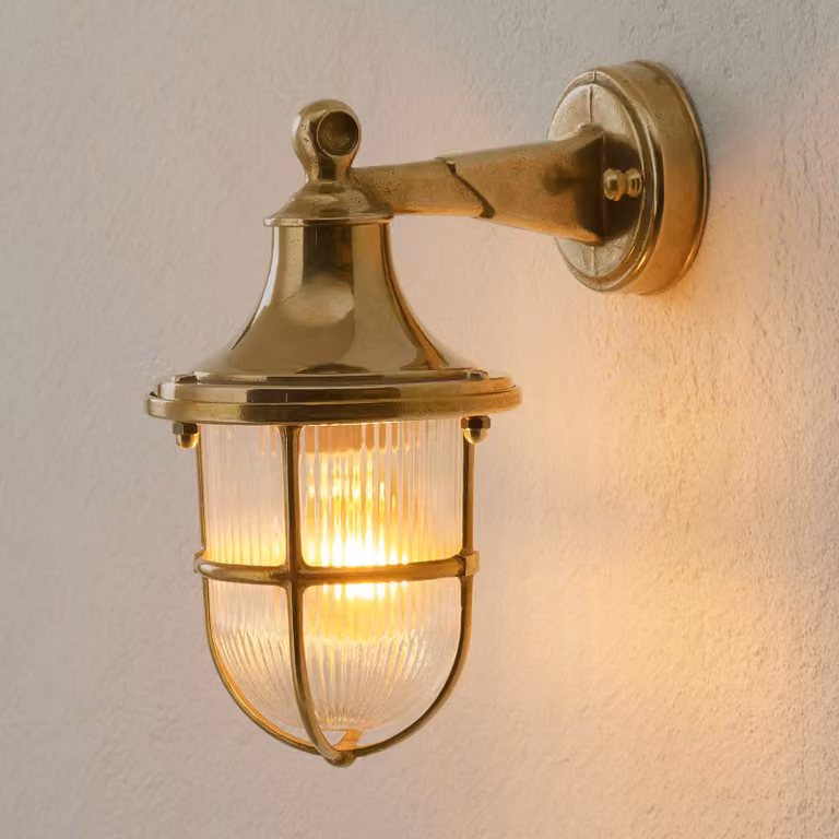 Moretti Luce Applique da esterni Ocean, di bella forma OCEAN, dimmerabile, Ottone / Oro, Corridoio, Ottone, Marittimo