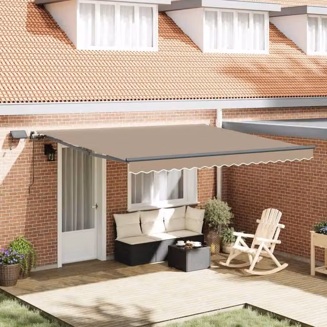 Tenda retrattile Beige 400 × 300 cm Tessuto e Alluminio 3330612