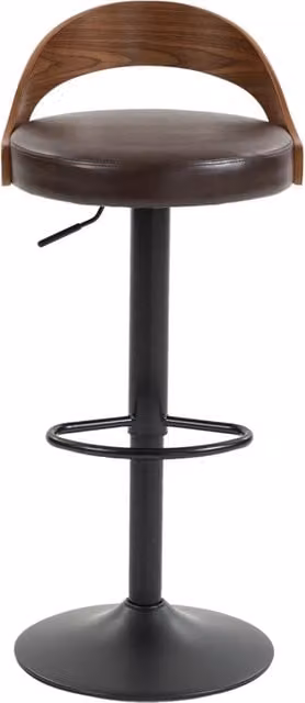 Set di 2 sgabelli da bar girevoli a 360° con schienale in noce nero e seduta in pelle PU regolabile in altezza