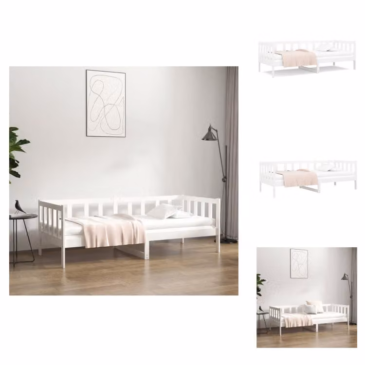 vidaXL Letto da giorno bianco 80x200 cm in legno di pino massiccio - Letti e strutture letto