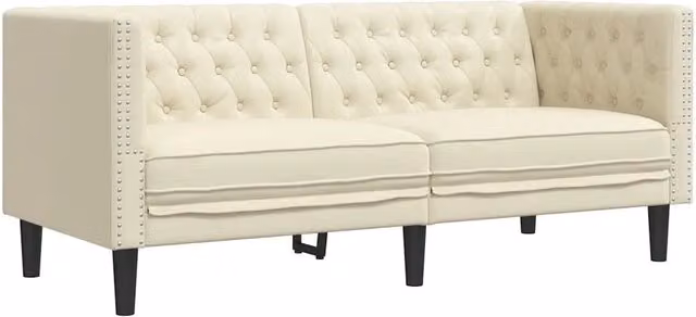 Divano | Divano da soggiorno | Sofa Chesterfield a 2 Posti Crema in Similpelle