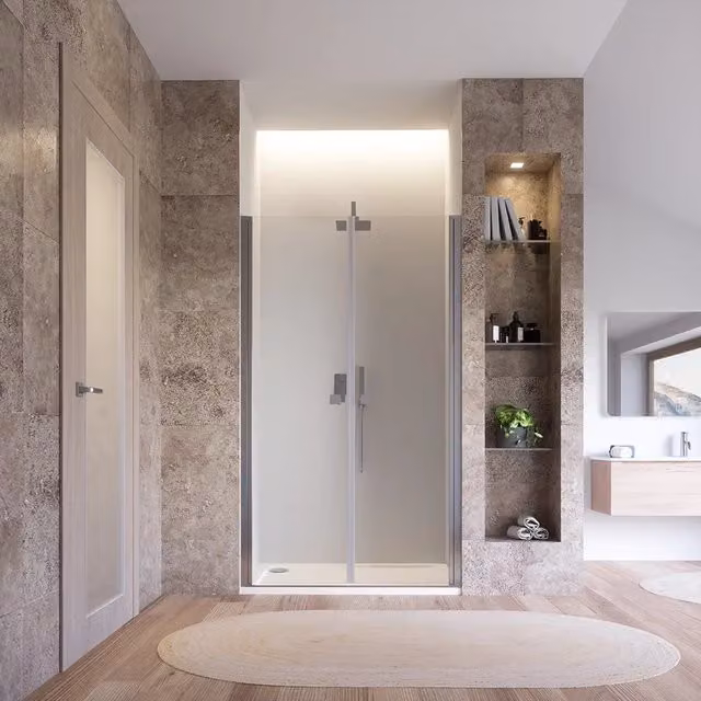 Porta doccia 100cm apertura saloon con profili cromati e vetro da 8mm trasparente h195 | Fiji