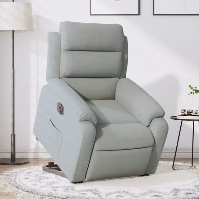 Poltrona Alzapersona Elettrica Reclinabile vidaXL in Velluto Grigio con Braccioli – 1