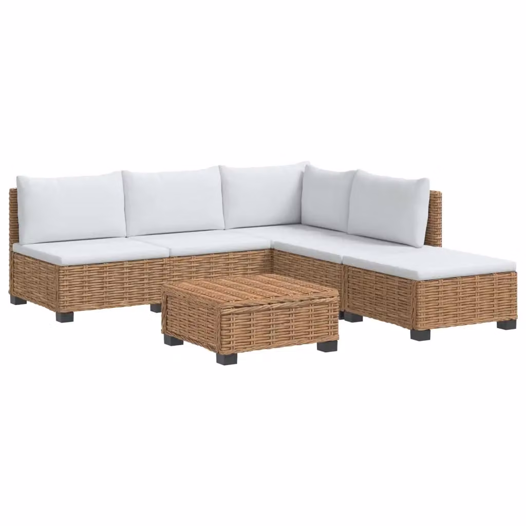 Set Lounge da 6 pezzi vidaXL in rattan con cuscini beige e bianchi per giardino, terrazzo o soggiorno – 2
