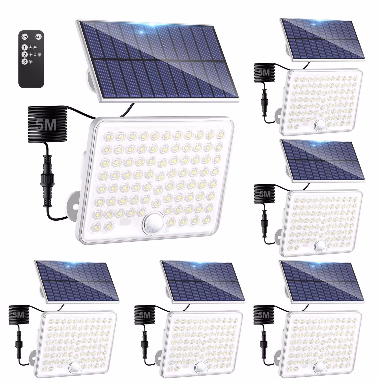 Set di 4 lampade solari a LED con sensore di movimento, grado di protezione IP65, 3 modalità