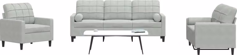 Maison Exclusive - Set divano 3 pezzi con cuscini e poggiatesta in velluto grigio chiaro