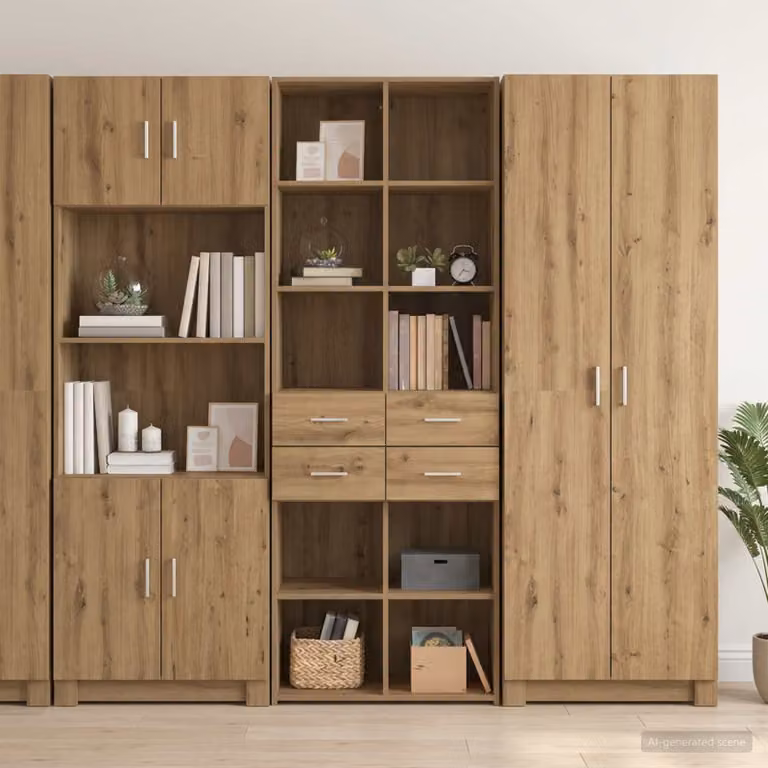 Libreria vidaXL in legno e MDF color marrone con design minimalista, L/P/H: 30 x 42.4 x 185.2 cm