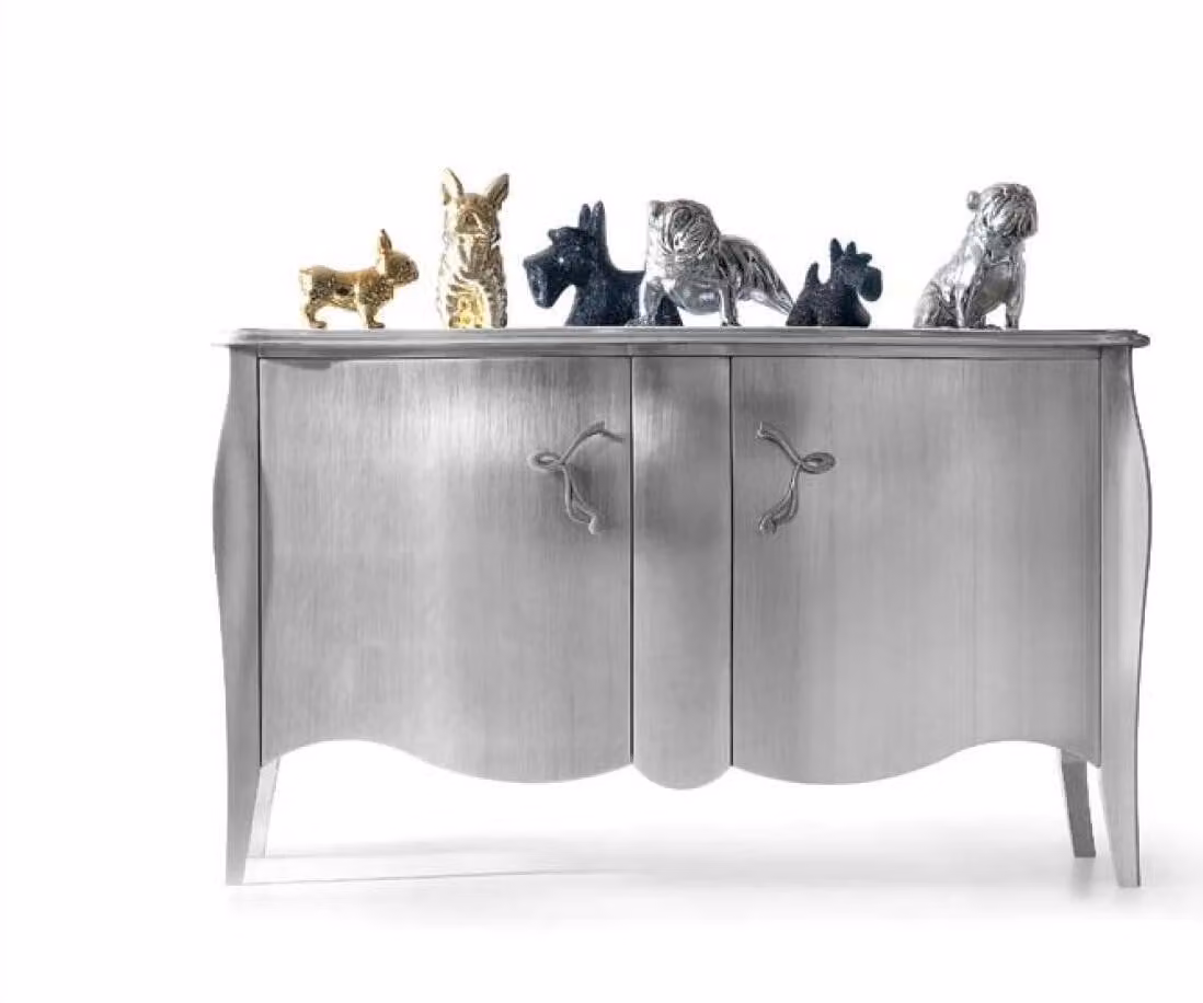 Silbernes Sideboard Kommode Anrichte Schränke Kommoden Holz Luxus Möbel Silber