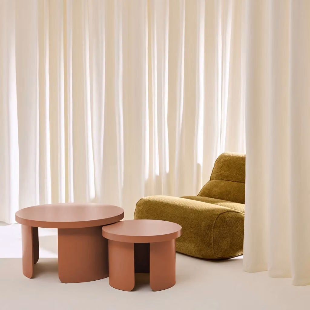 Set di 2 tavolini rotondi impilabili Sweeek colore terracotta arancione – 2