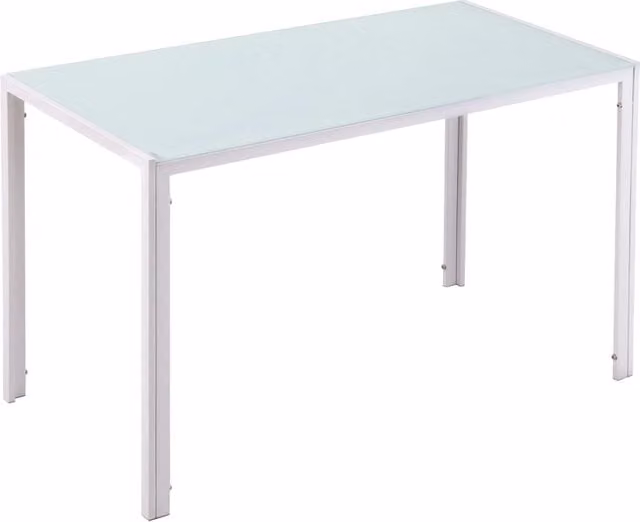 EasyComfort Tavolo Rettangolare Moderno in Metallo e Vetro per Cucina e Soggiorno, Bianco, L: 120 cm, P: 60 cm, H: 75 cm