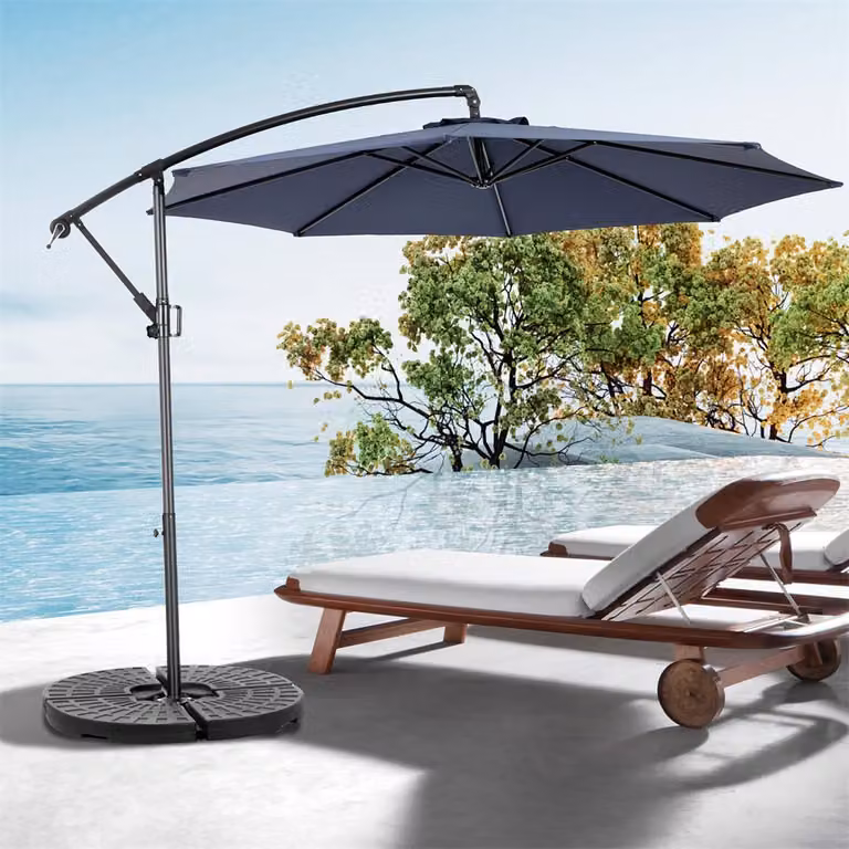 Supporto per ombrellone AIORBER, 14,8 piedi, ombra forte, design bifacciale, facile da usare, meccanismo a manovella, per giardino, cortile, blu chiaro