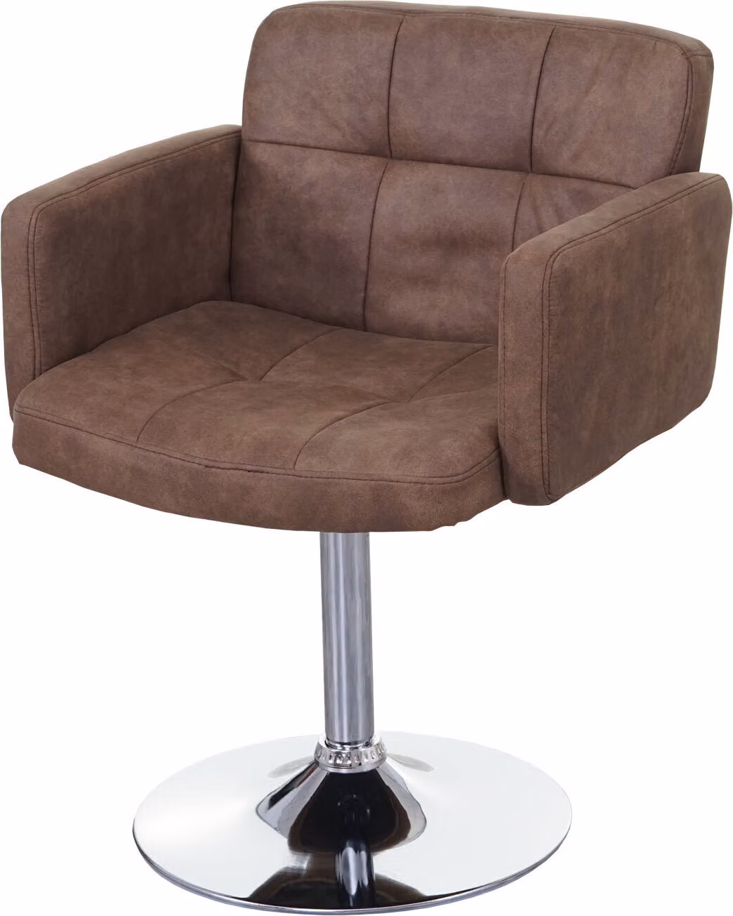 Sedia da pranzo Orlando, sedia girevole, Similcuoio scamosciata cromata certificata MVG ~ vintage brown