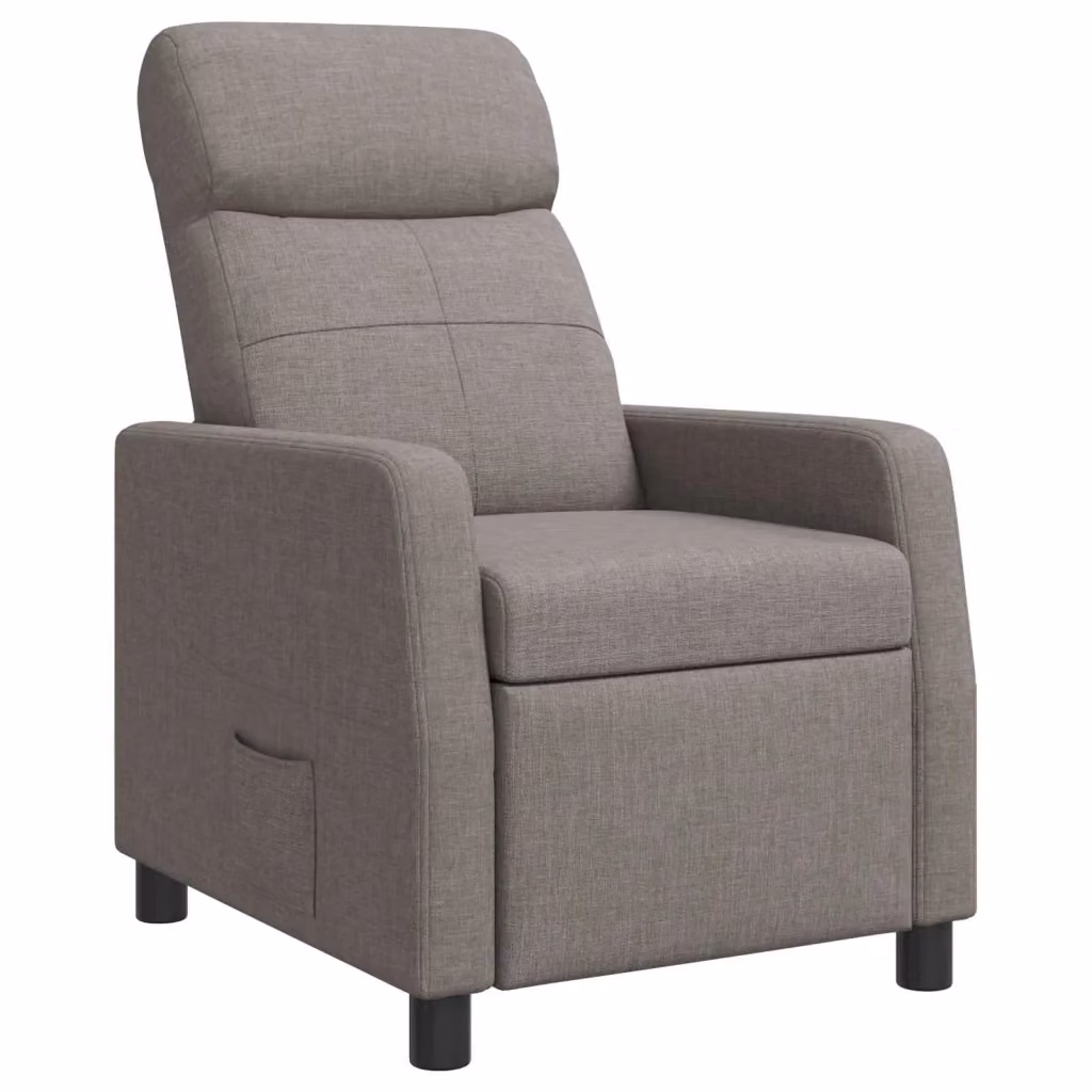 Poltrona reclinabile relax moderna in tessuto color tortora con braccioli – 2