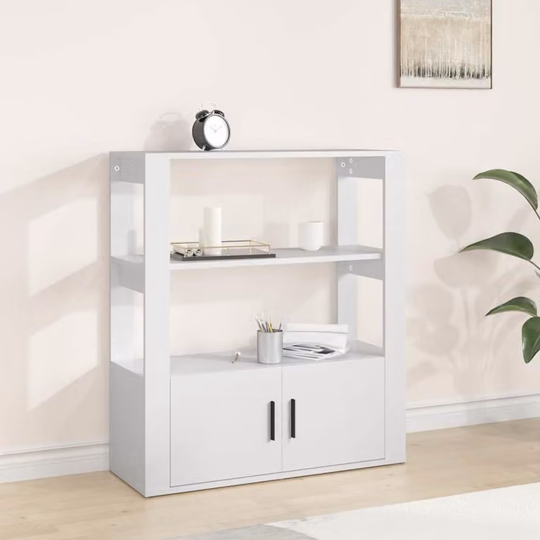 Credenza bianca vidaXL in legno e MDF per soggiorno, L 80 cm x P 30 cm x H 90 cm