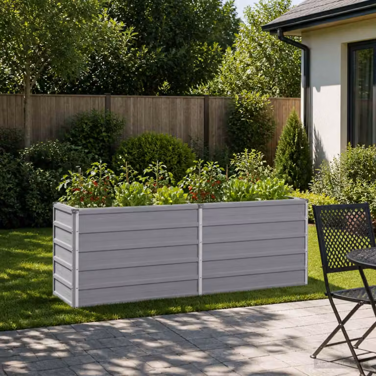 Letto rialzato da giardino vidaXL in metallo Grigio L: 160 cm, P: 40 cm, H: 55 cm