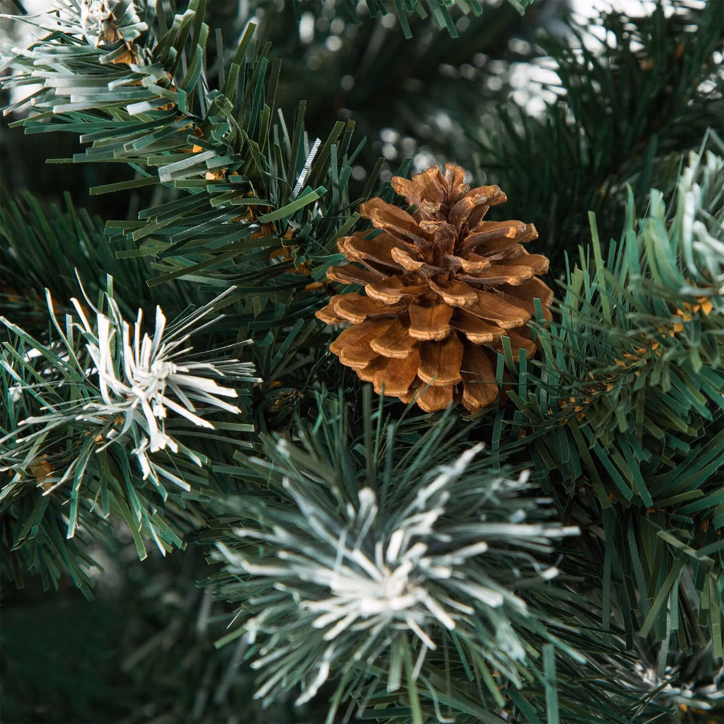 Albero di Natale artificiale Tectake verde con pigne e supporti in metallo, Altezza: 180 cm – 1