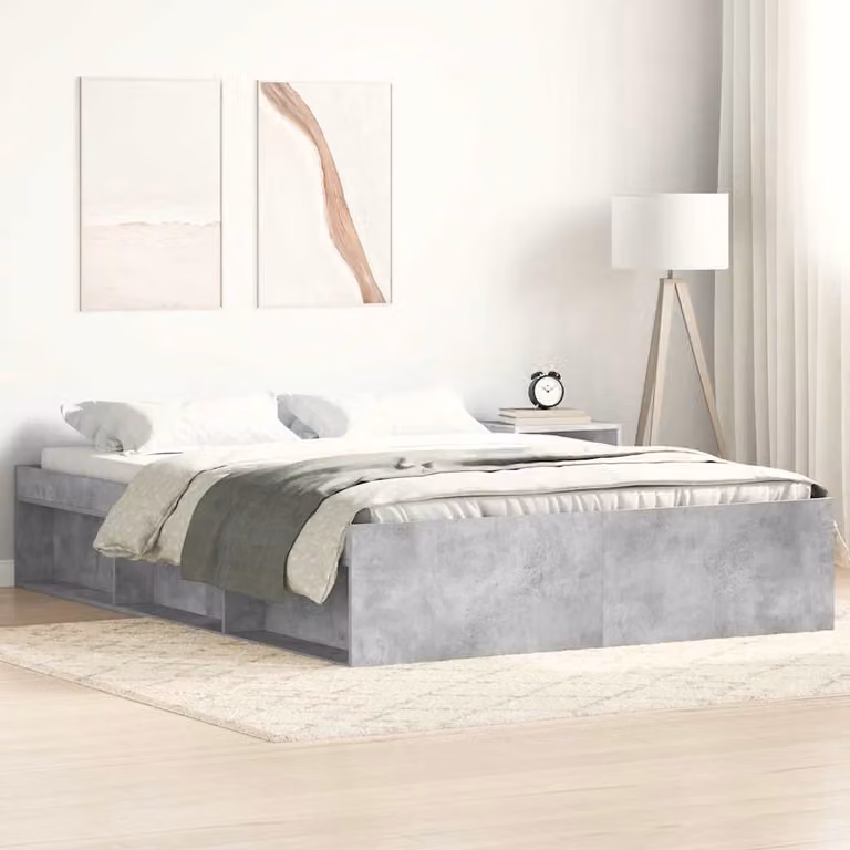 vidaXL Giroletto Moderno Grigio con Compartimenti Laterali L/P/H: 200 x 140 x 35 cm