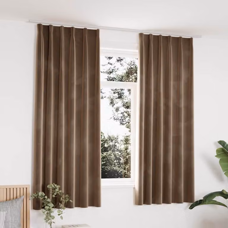 Set di 2 tende oscuranti vidaXL in velluto beige con ganci, L: 140 cm, H: 175 cm