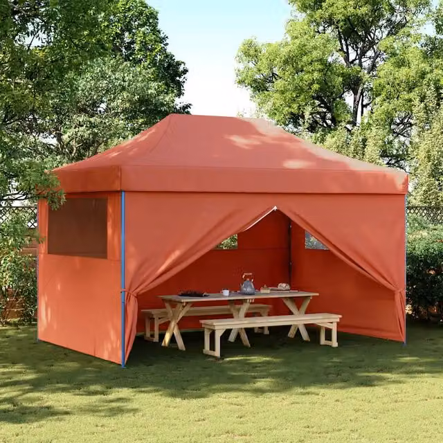 Tendone per feste pop-up pieghevole vidaXL con 4 pareti color terracotta, L: 440 cm, P: 315 cm, H: 292 cm – 1