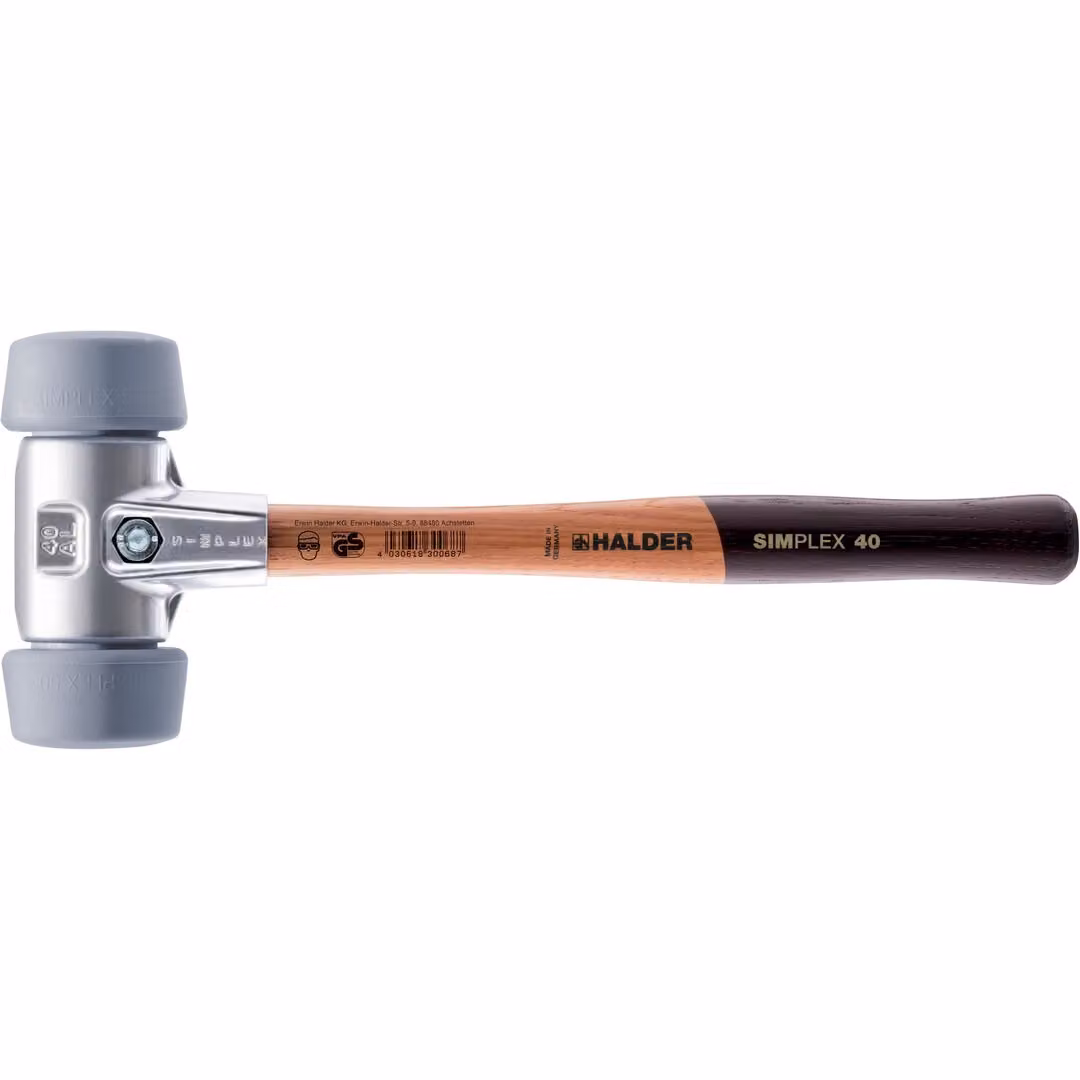 Mazza SIMPLEX soft-face, 50:40, TPE-mid; con alloggiamento in alluminio e impugnatura in legno di alta qualità | D=50 mm | 3103.051
