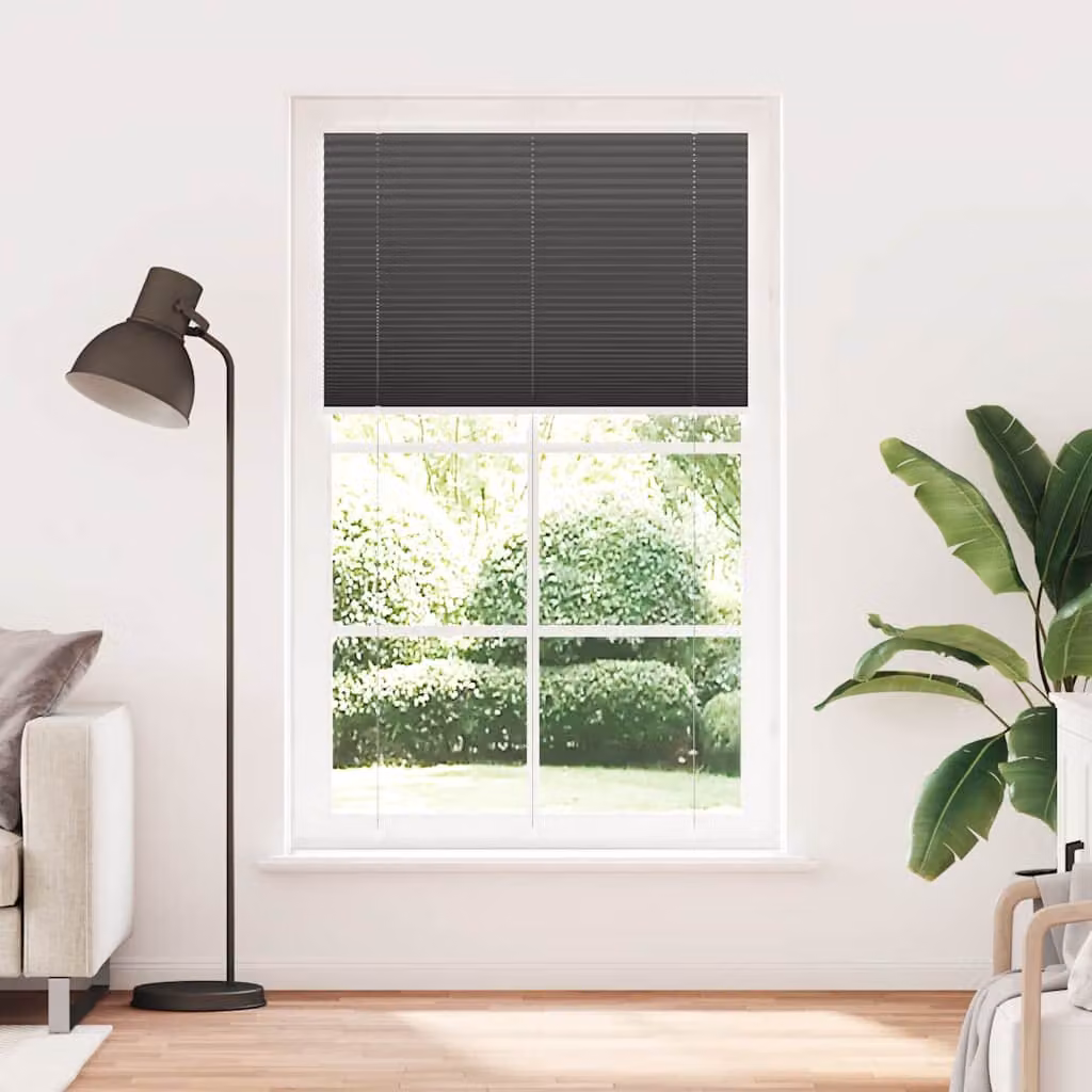 vidaXL Tenda Plissettata Nera 120x200 cm Larghezza Tessuto 119,4 cm