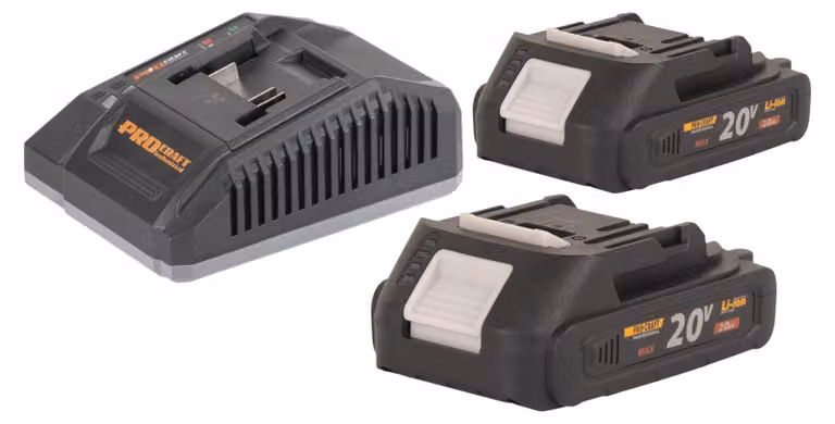 Procraft Starter Pack C20/4 Caricabatterie 20 V 4 A + 2x 20/2A Batteria 2,0 Ah