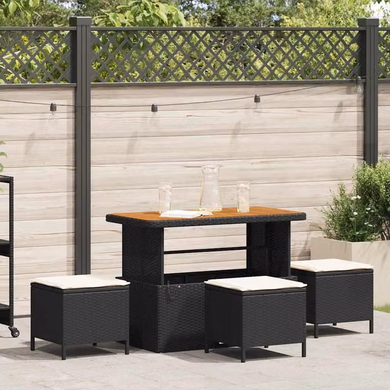 Maison Exclusive - Set da giardino per esterni, 4 pezzi, in rattan sintetico nero
