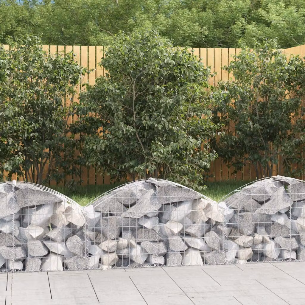 Cesto Gabbione ad Arco vidaXL in Acciaio Zincato Grigio L/P/H: 100 x 30 x 40/60 cm