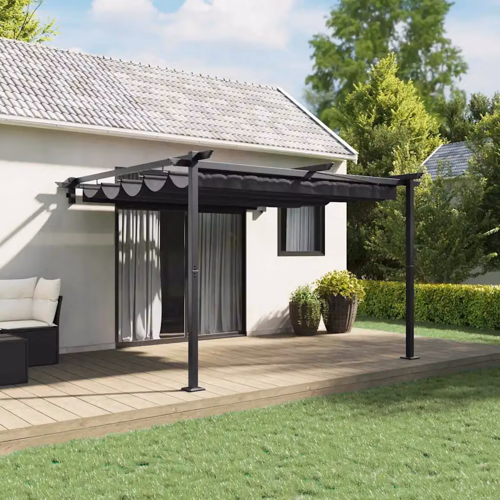 Gazebo vidaXL in poliestere e acciaio, colore antracite, L 300 x P 300 x H 200 cm