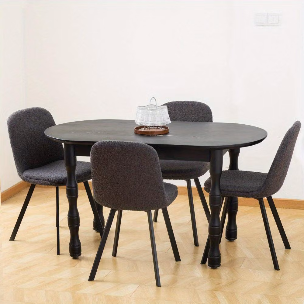 Sedie da pranzo - Set di 2 sedie grigie in tessuto teddy, con imbottitura confortevole e struttura in metallo resistente
