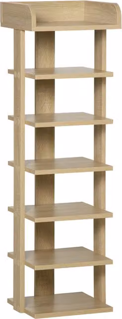 Scarpiera per ingresso HOMCOM in legno color rovere, mobile moderno con ripiano porta oggetti per 6 paia di scarpe, L/P/H: 32 x 30 x 104 cm